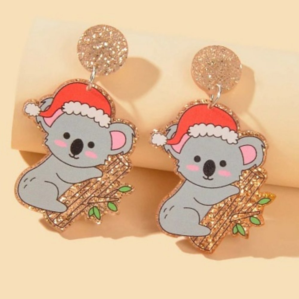 Christmas Koala Drop Earrings